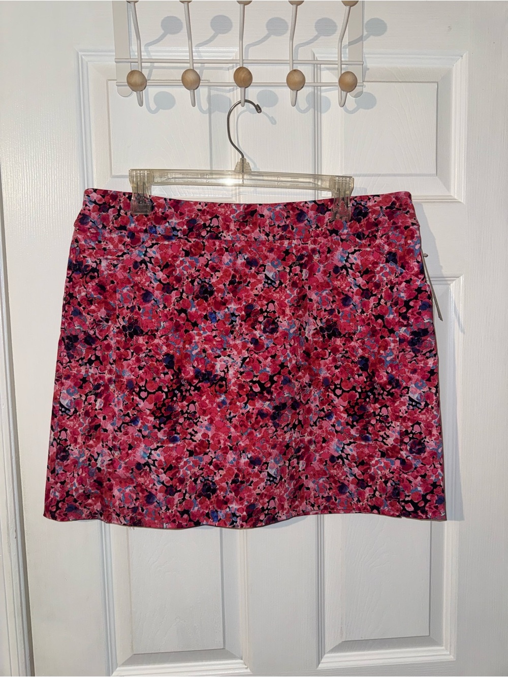 Pink Floral Print Golf Mini Skort - Feminine A-Line Style preppy